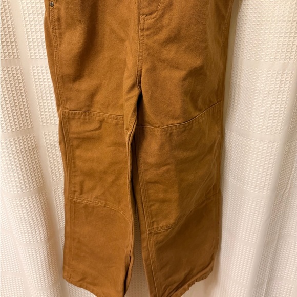 Carhartt Canvas Cargo Dark Tan Bib Carpenter Overalls Youth Boys Sz 10 - Picture 3 of 16